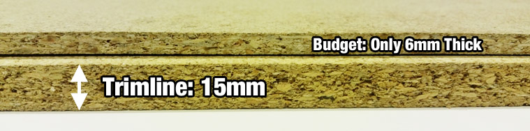View the difference in chipboard thickness