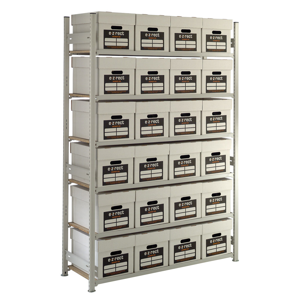 Archive Box Shelving Rack With 24 Document Boxes